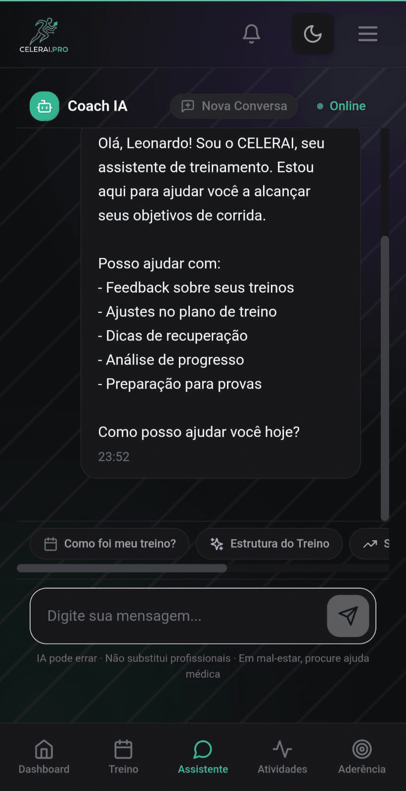 IA que conhece seu treino