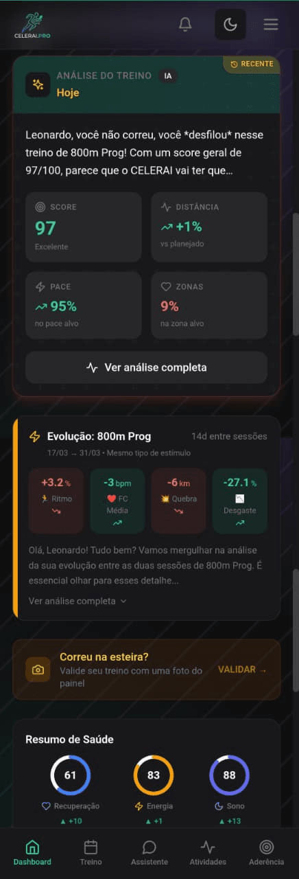 Análise e evolução de corrida