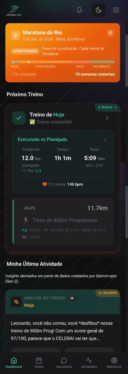 Treino de hoje com contexto